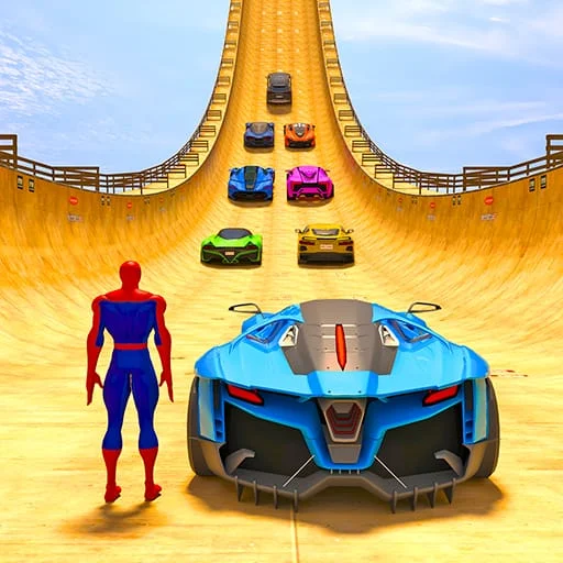 Superhero Car: Mega Ramp Games Screenshot 1