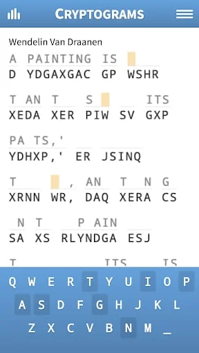 Cryptogram · Puzzle Quotes Screenshot 1