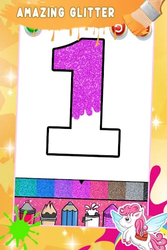 Glitter Number & ABC Coloring Screenshot 3