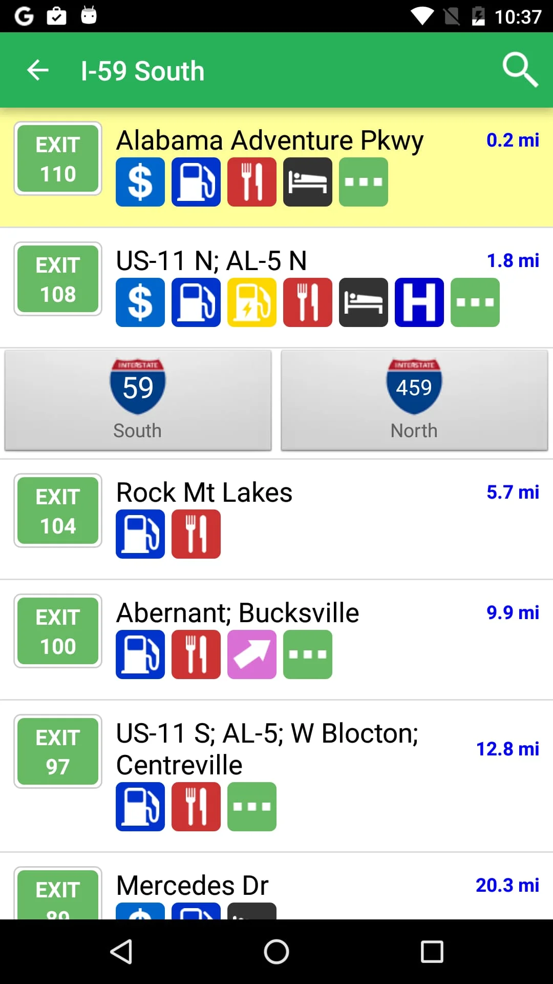 iExit Interstate Exit Guide Screenshot 2
