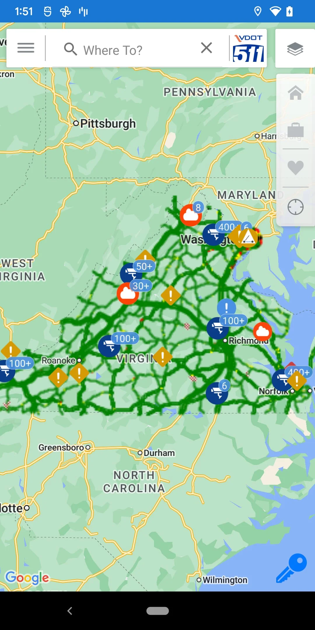 VDOT 511 Virginia Traffic Screenshot 1