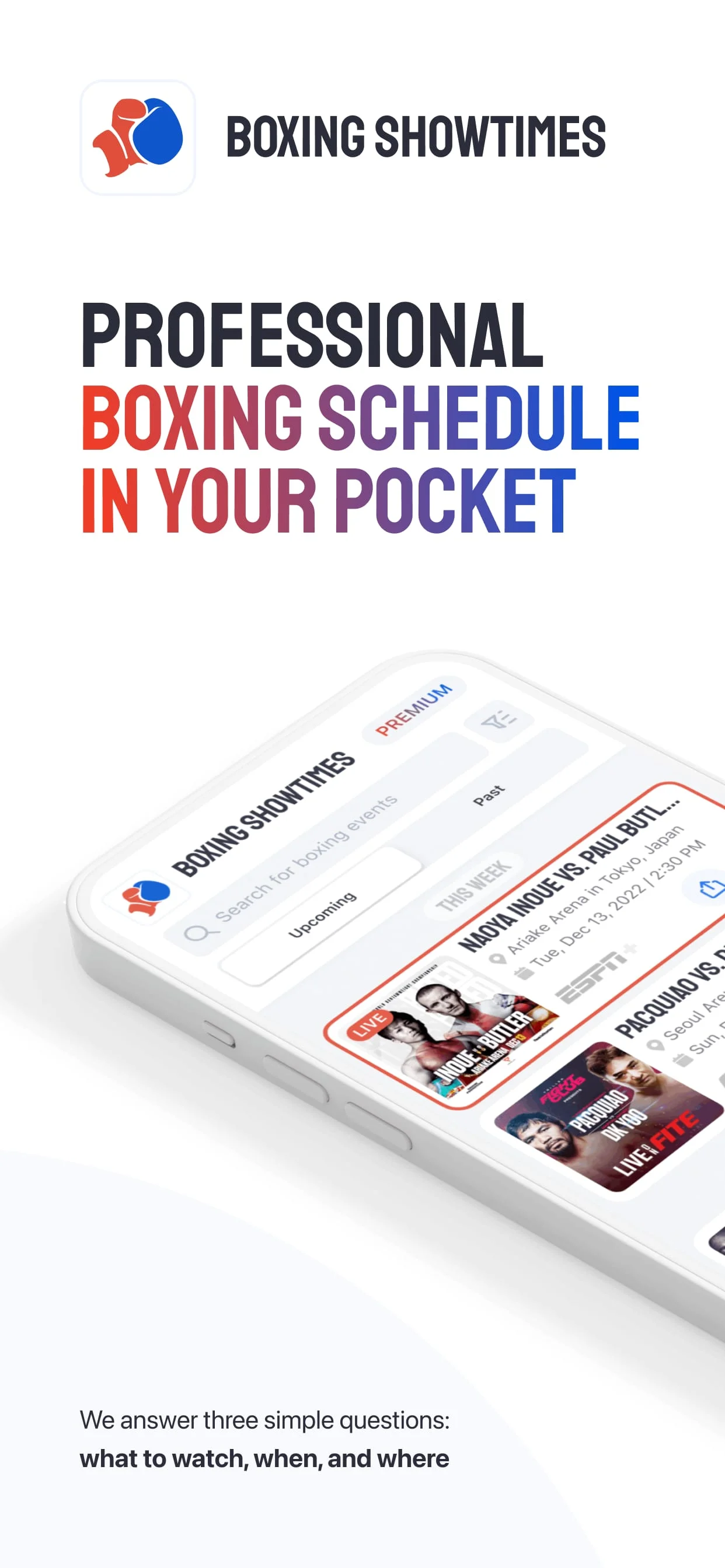 Boxing Showtimes Screenshot 1