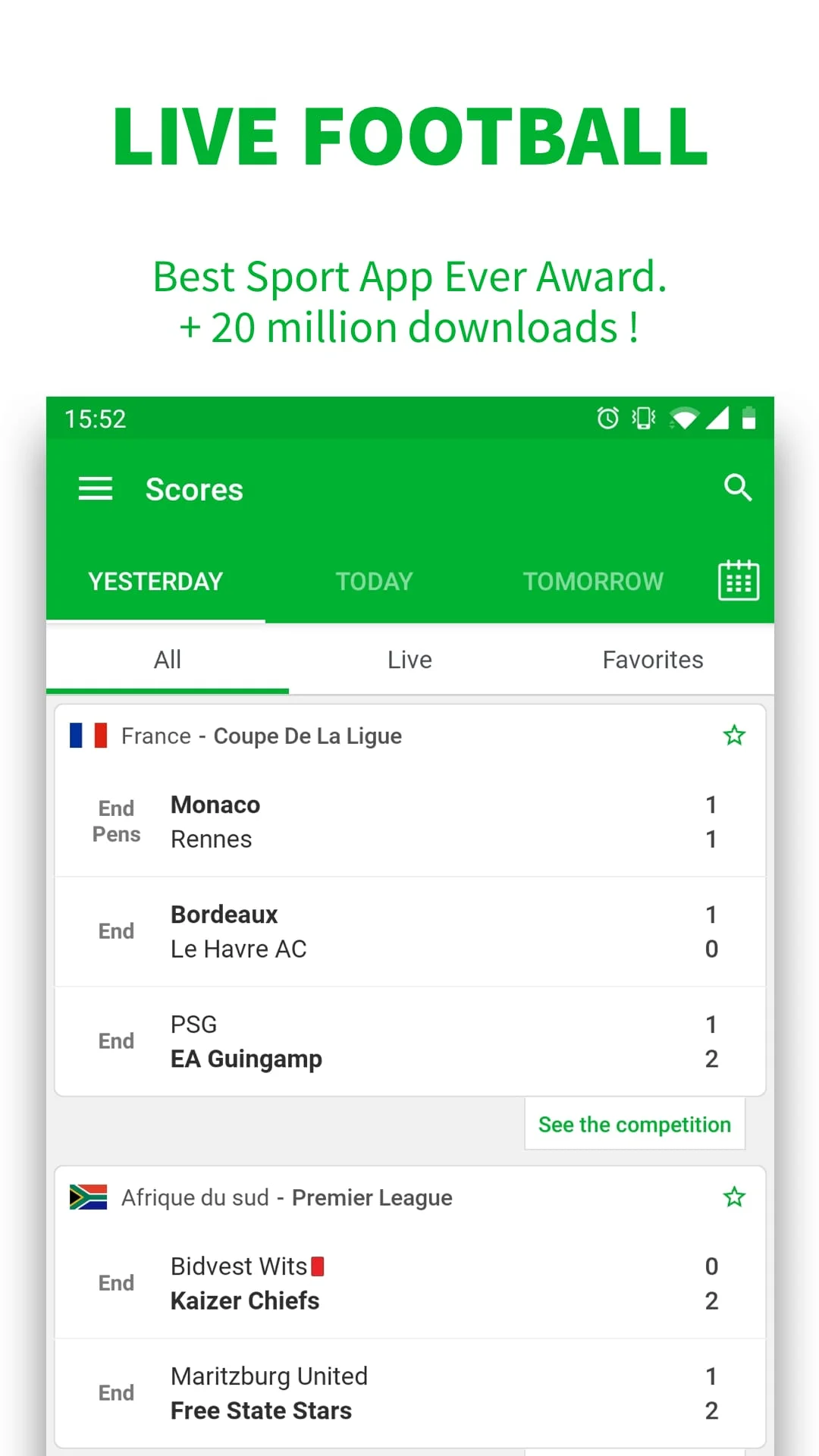 SKORES - Live Football Scores Screenshot 1