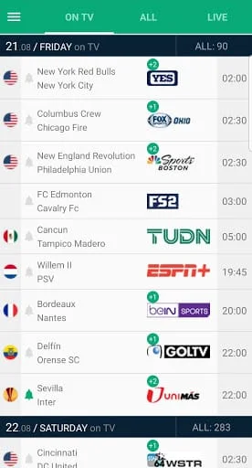 Soccer Live on TV Screenshot 1