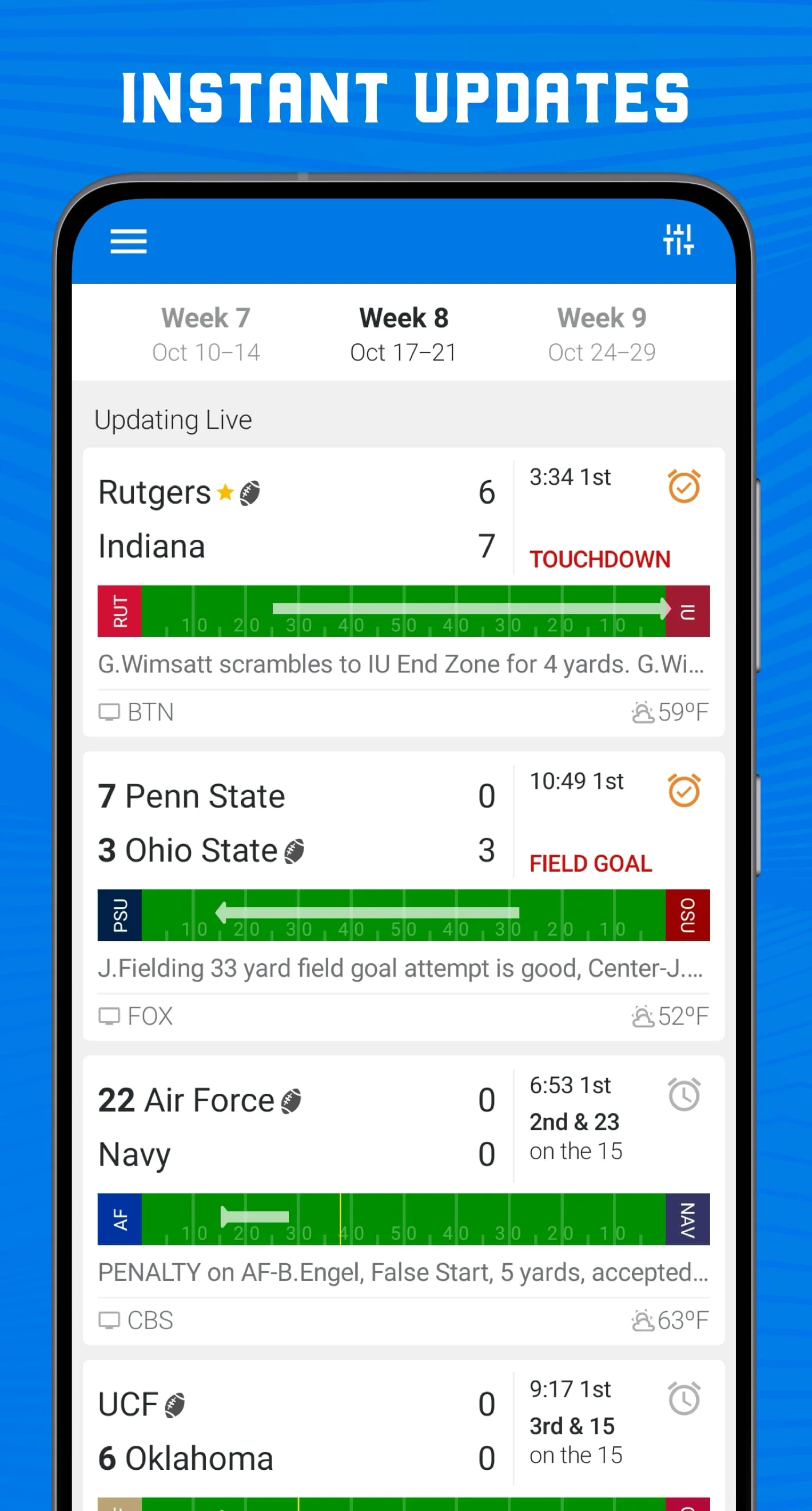 Scores App: College Football Screenshot 2