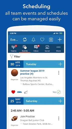 InstaTeam Sports Management Screenshot 2