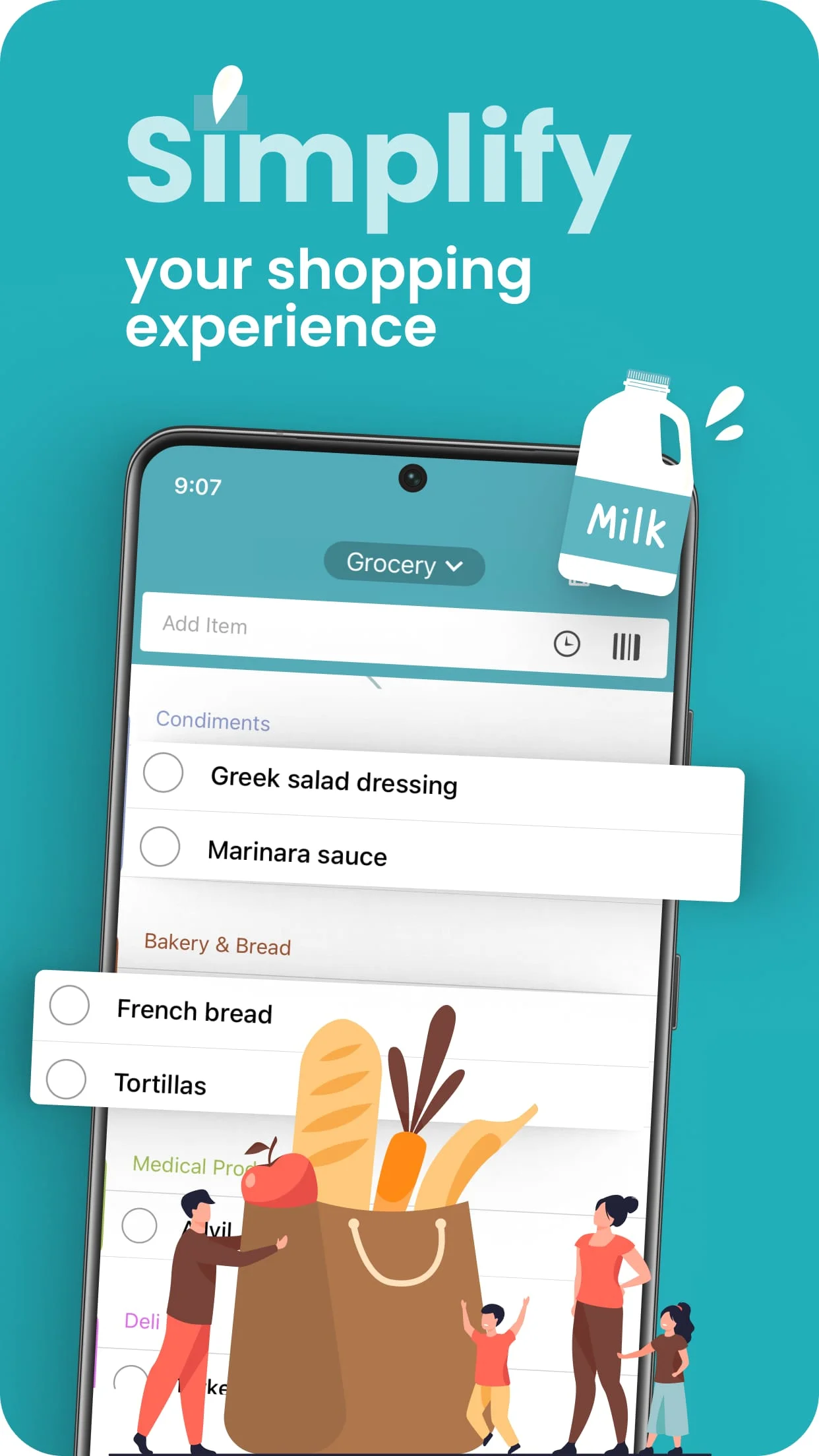 Grocery List App - Out of Milk Screenshot 1