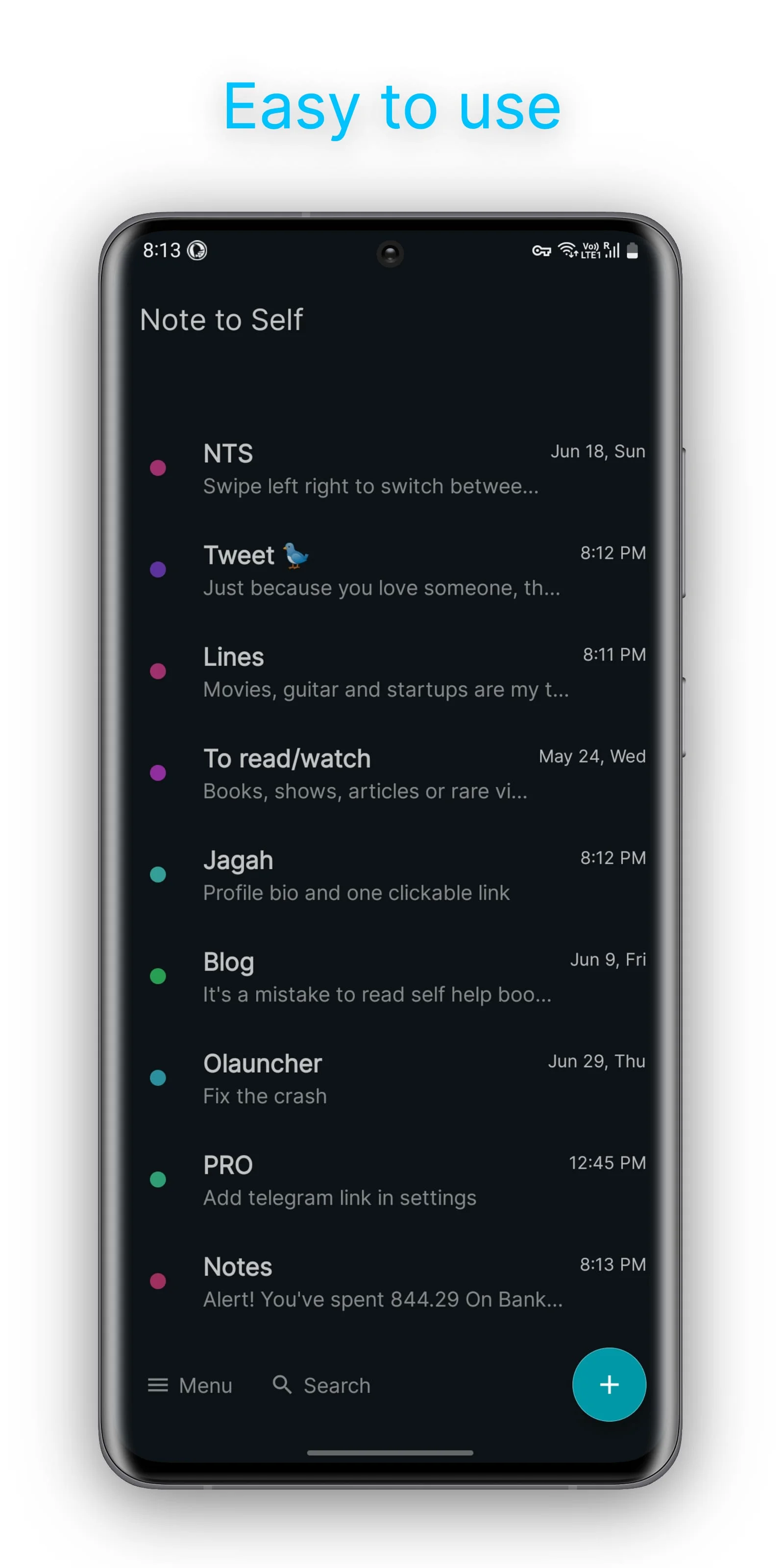Note to Self - Private Notepad Screenshot 1
