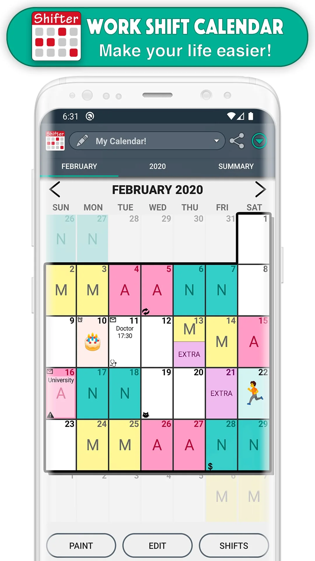 Work Shift Calendar Screenshot 2