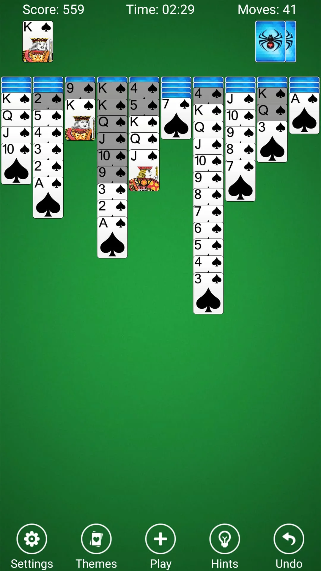 Spider Solitaire Screenshot 1