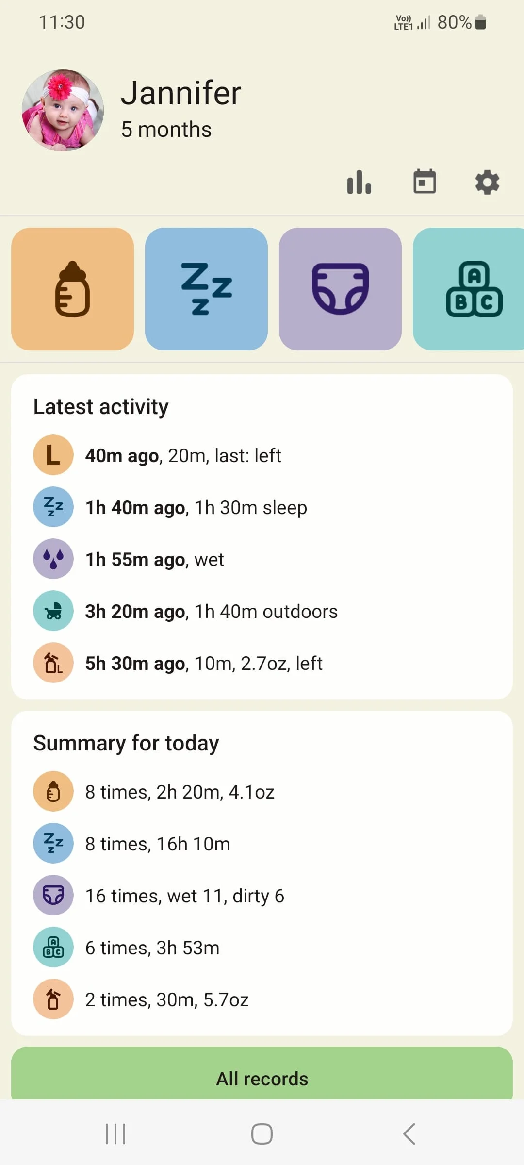 Baby tracker - feeding, sleep Screenshot 1
