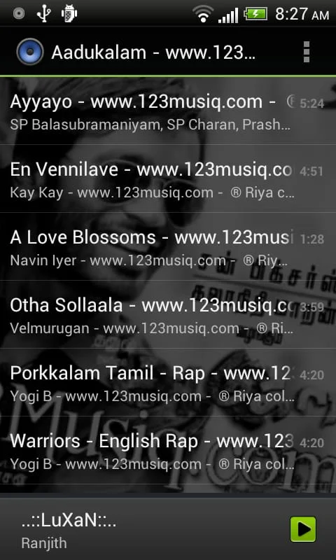 Default Music Player Screenshot 1