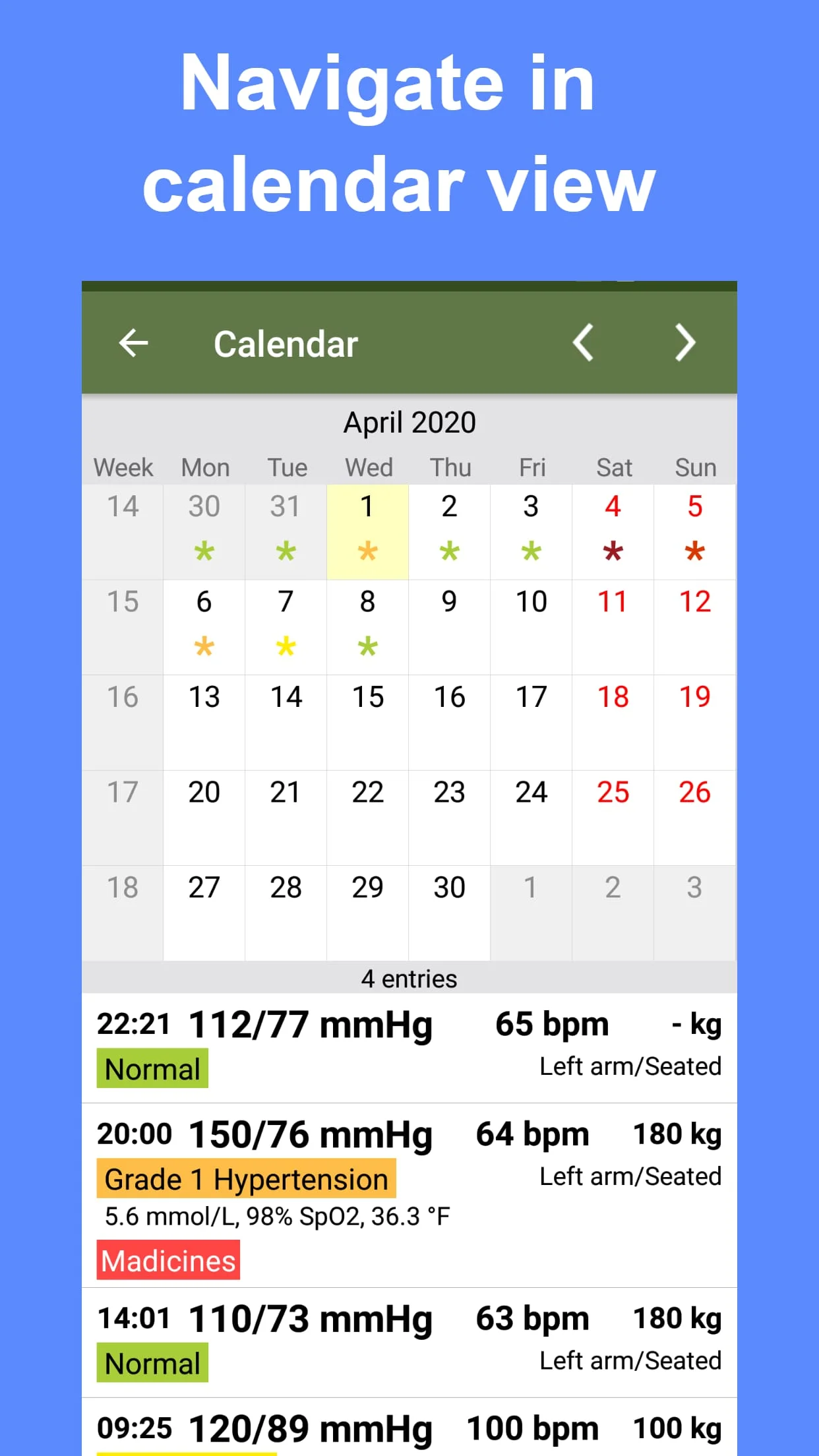 Blood Pressure Tracker Screenshot 1