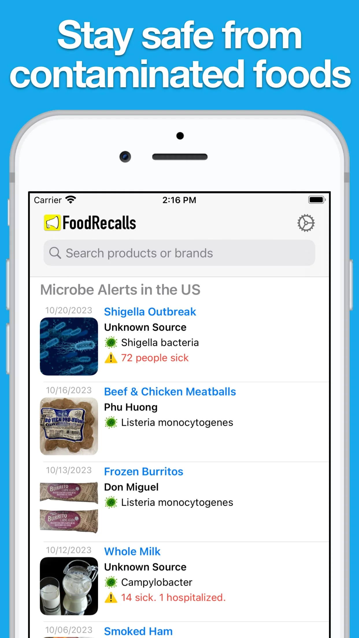 Food Recalls & Alerts Screenshot 1