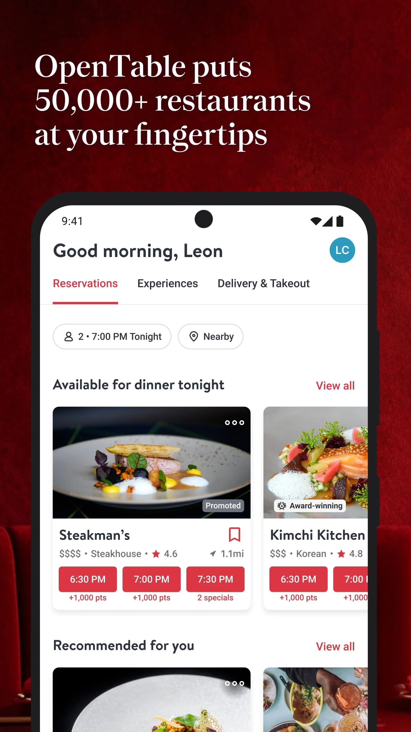 OpenTable Screenshot 1