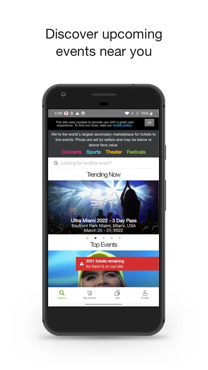 viagogo Tickets Screenshot 1
