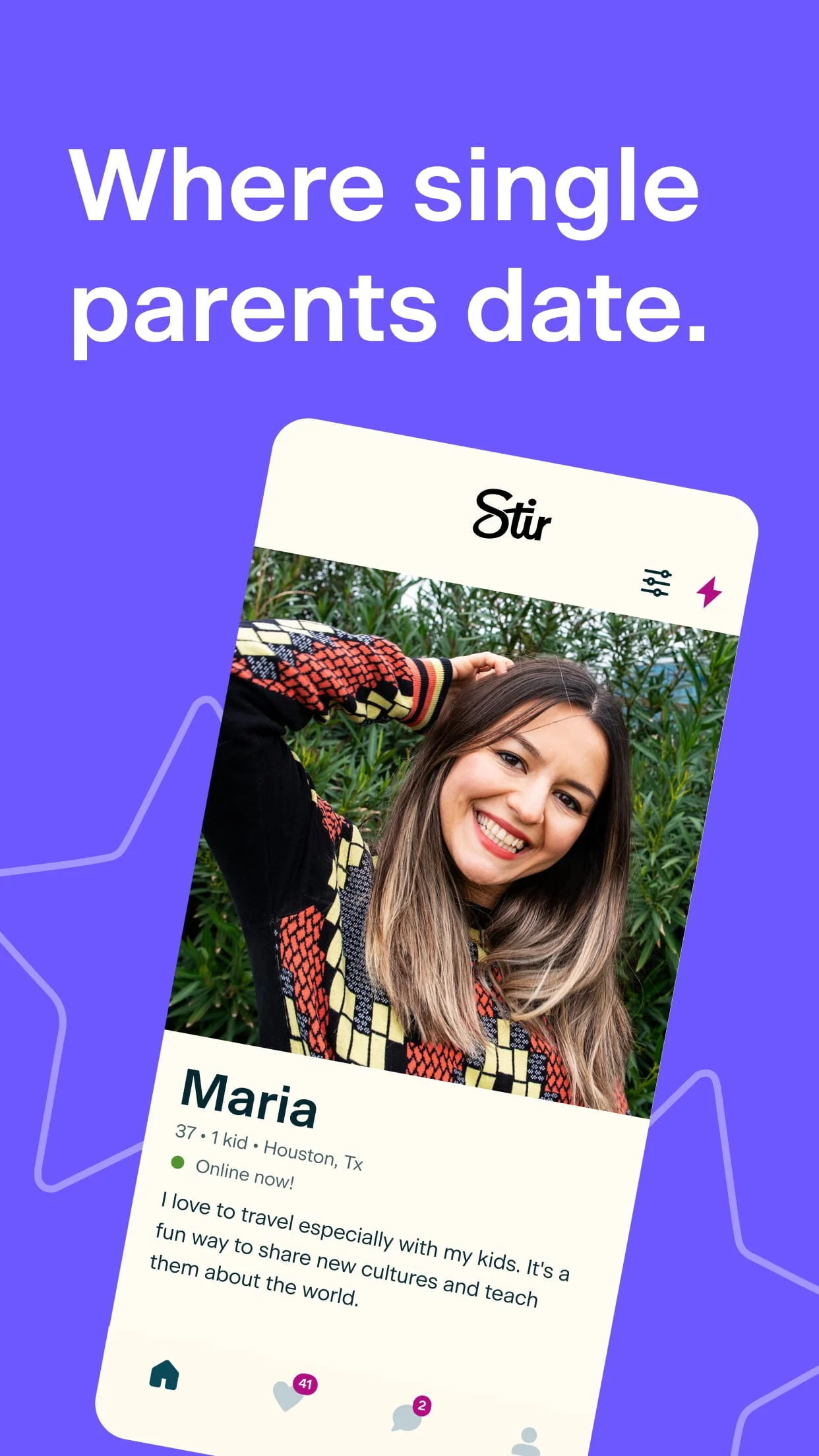 Stir: Single Parent Dating App Screenshot 1