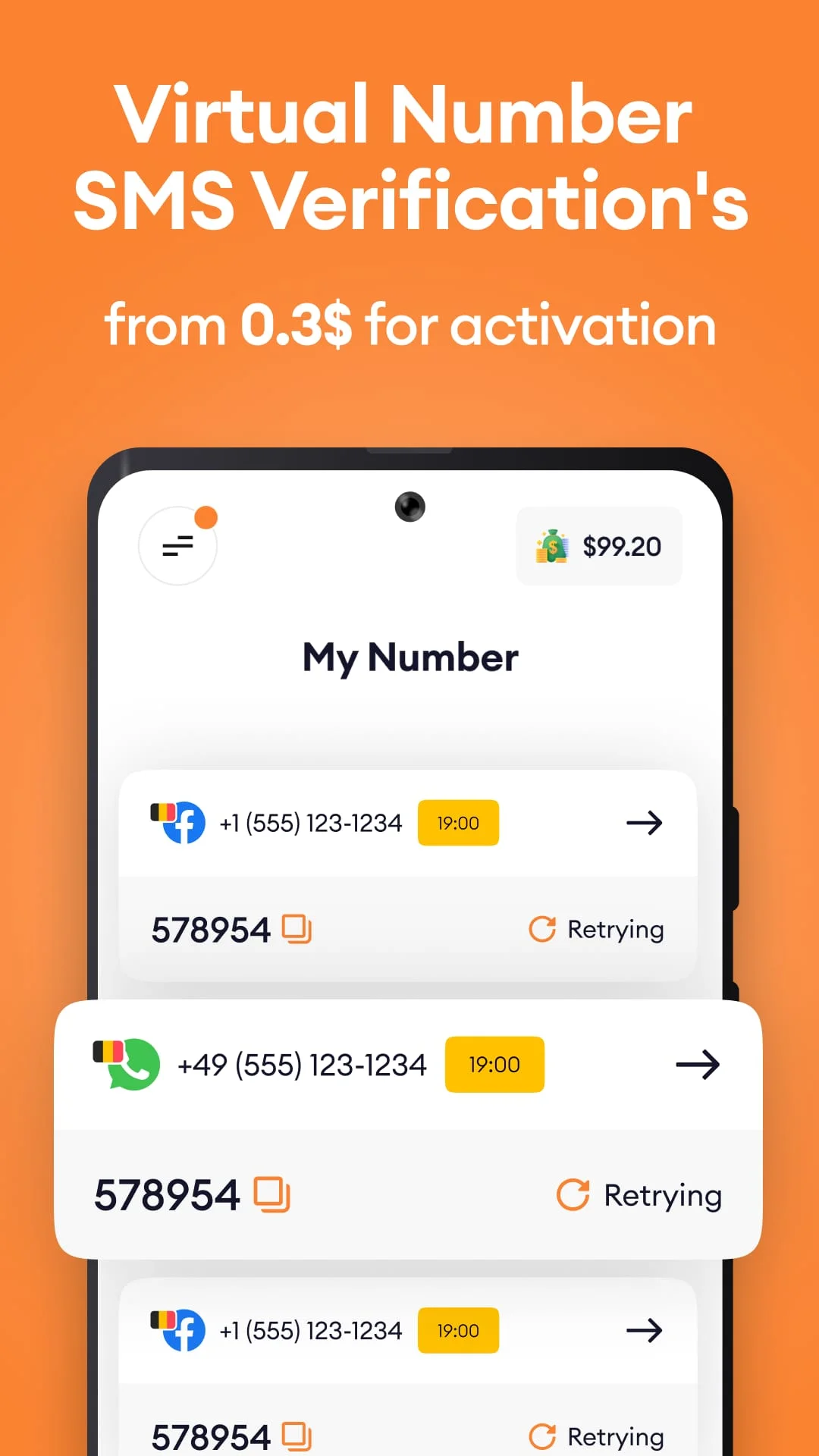 Temp Number - Receive SMS Screenshot 1