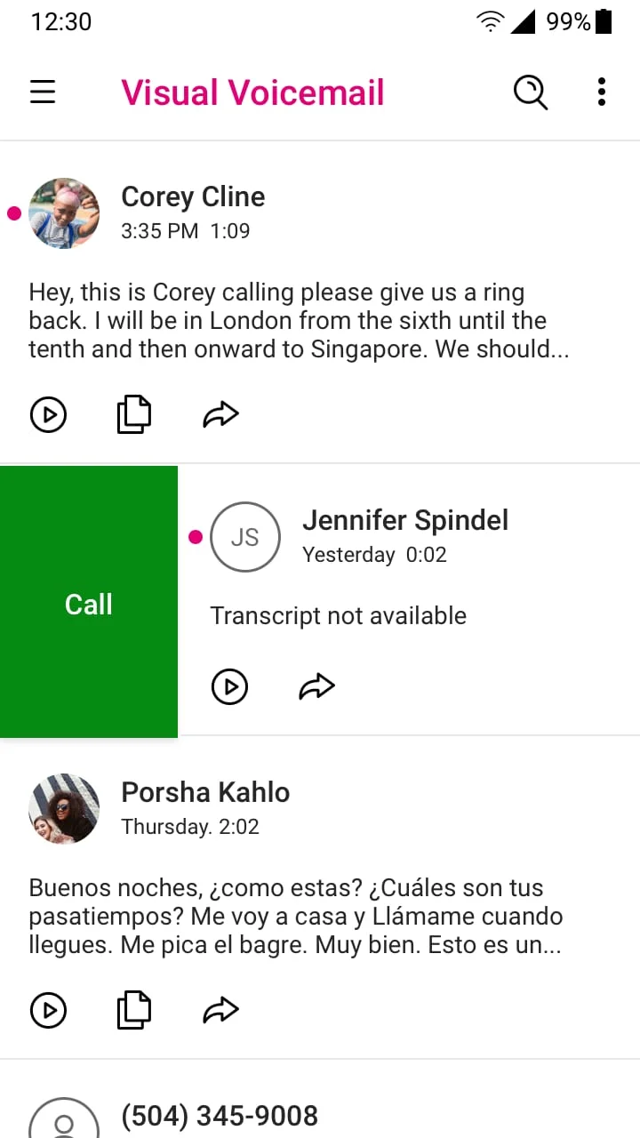T-Mobile Visual Voicemail Screenshot 4