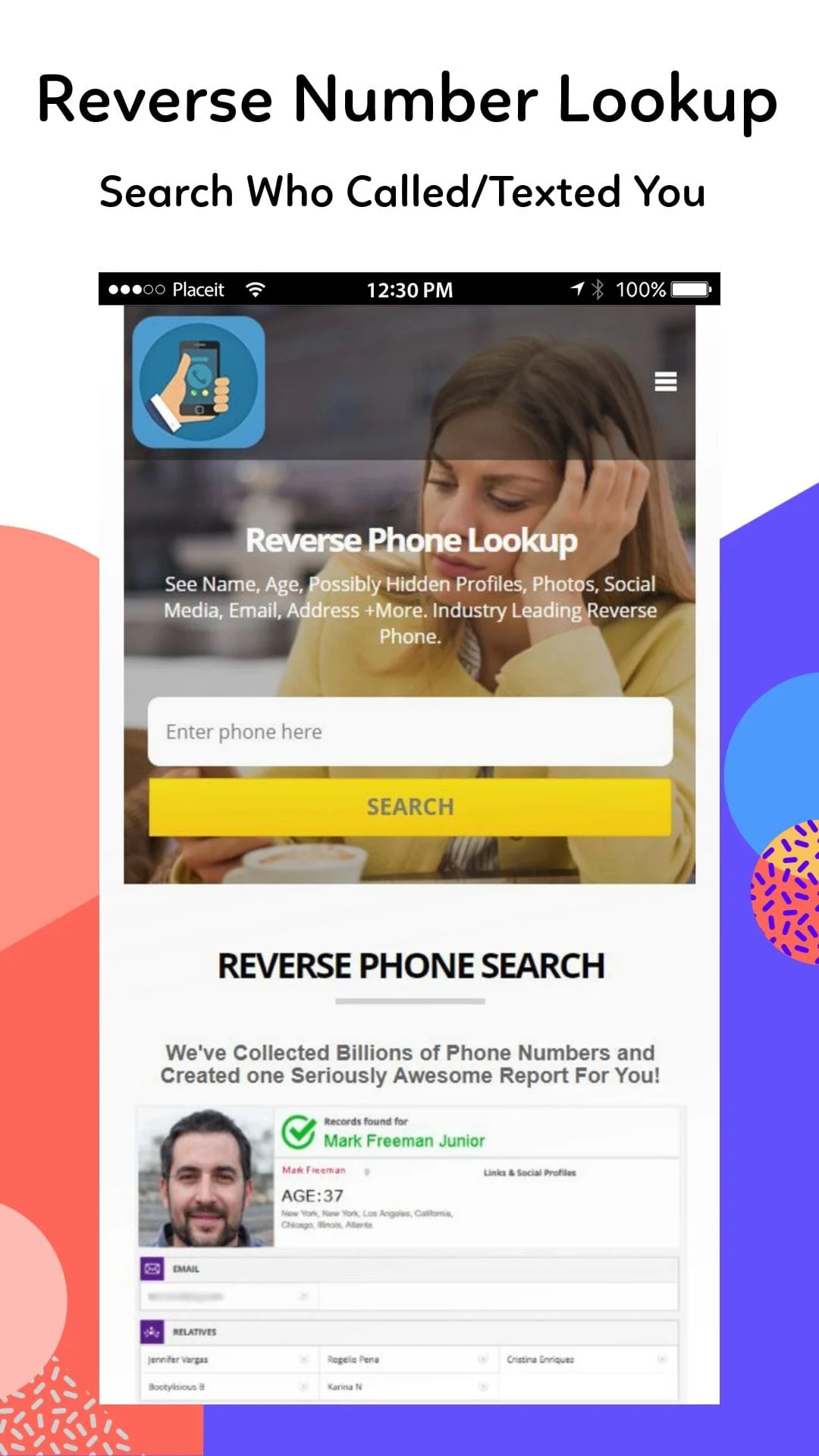 Reverse Number Lookup app Screenshot 1