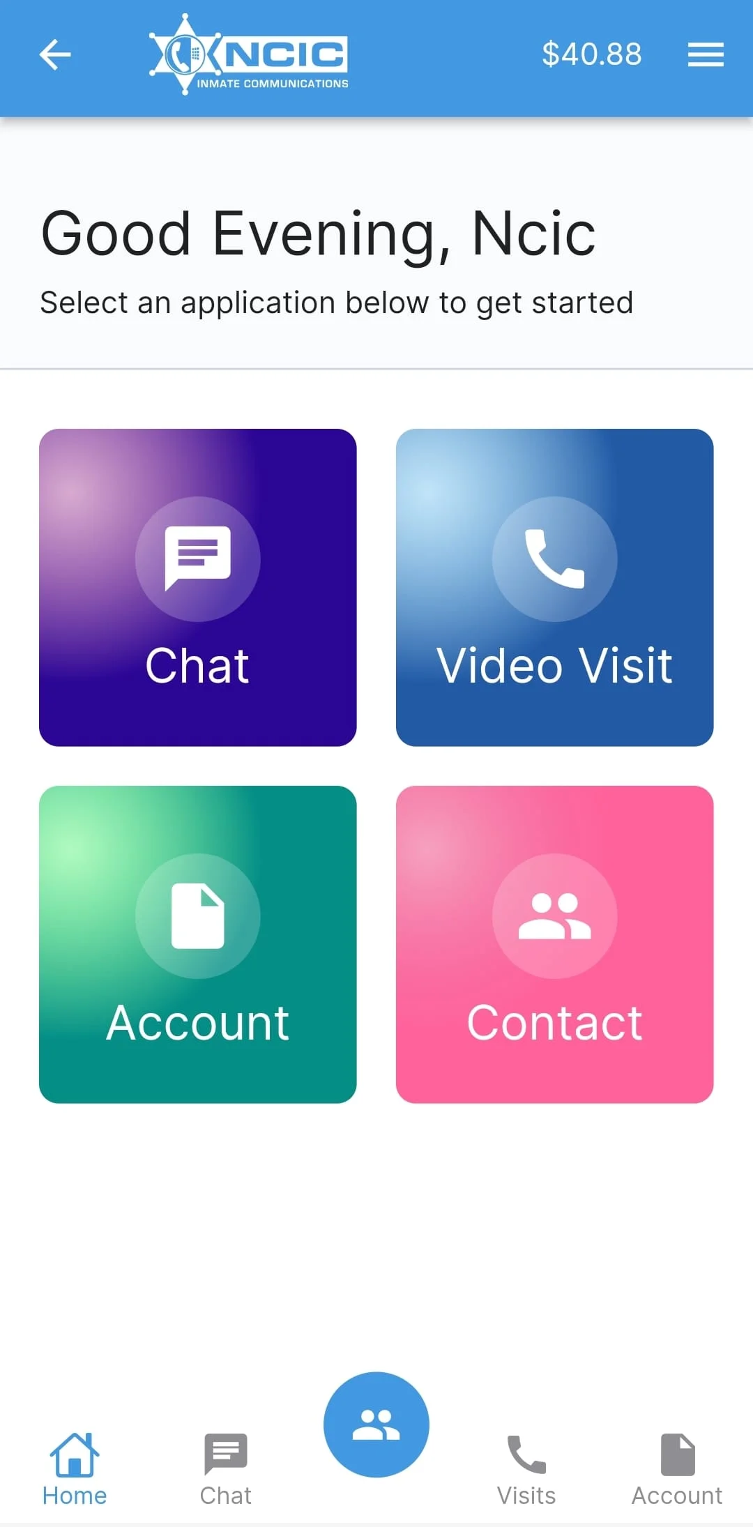 NCIC Mobile Video Visitation Screenshot 2