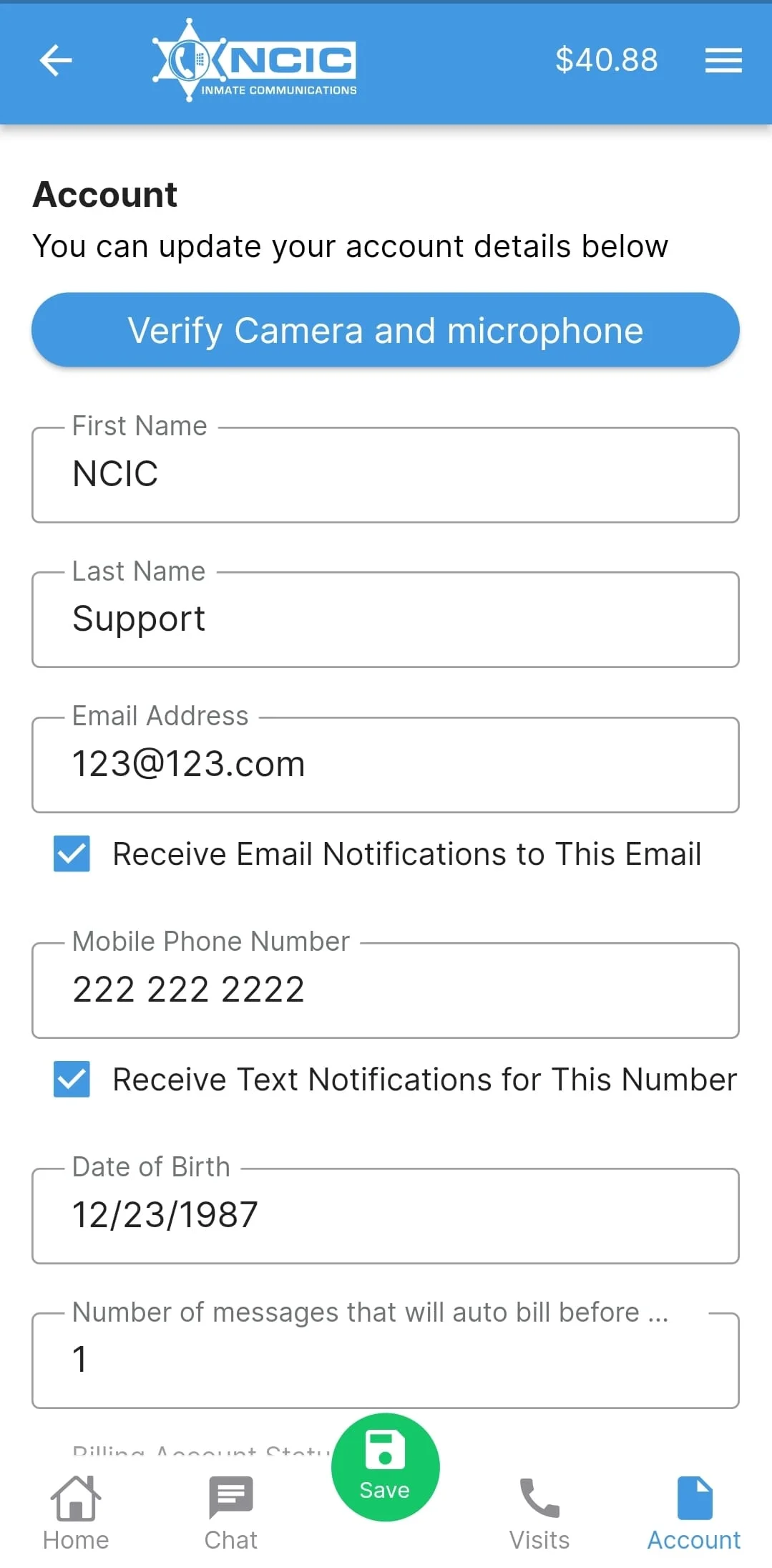 NCIC Mobile Video Visitation Screenshot 3