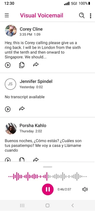 Visual Voicemail Screenshot 2