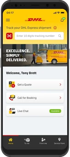 DHL Express Mobile Screenshot 1
