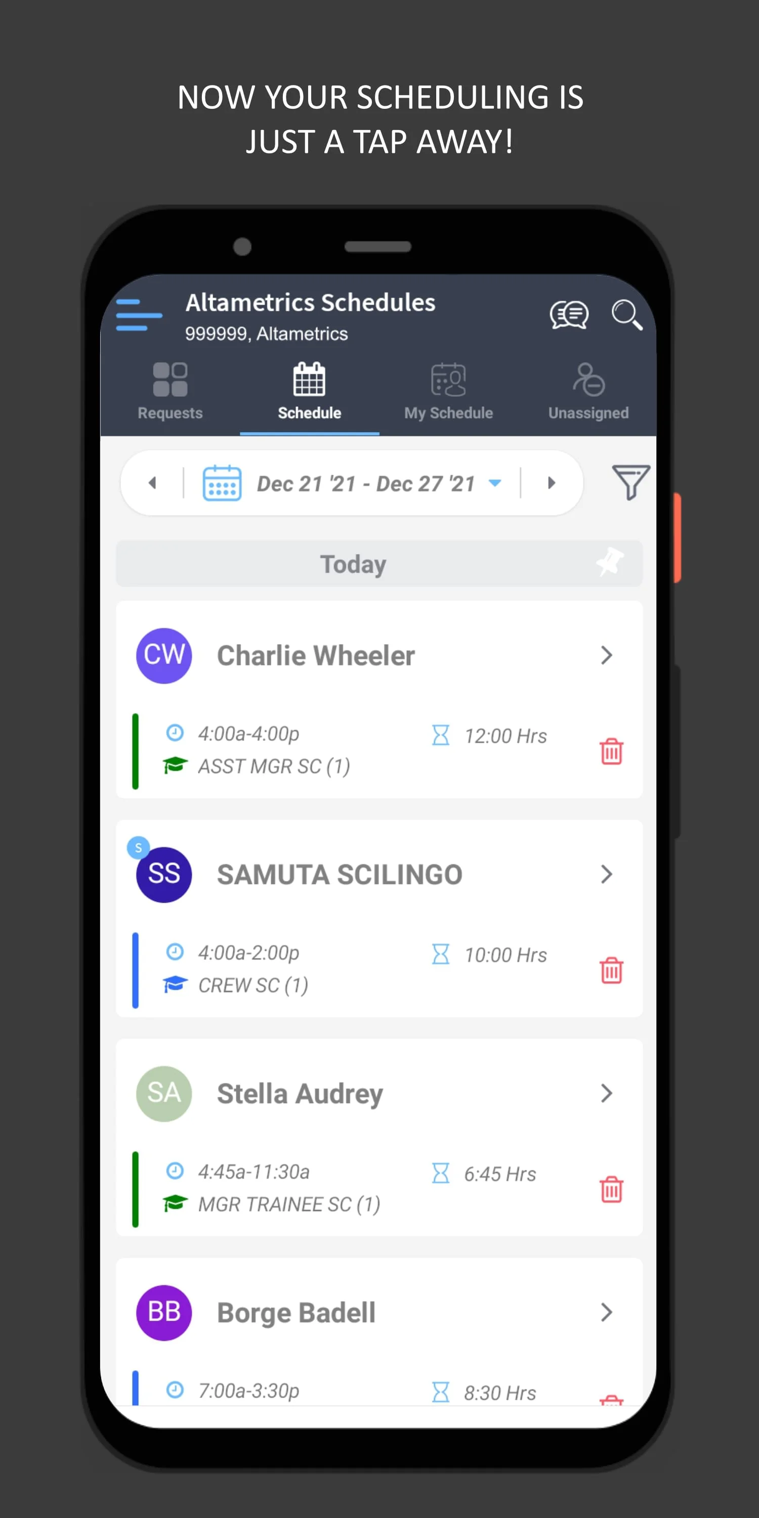 Altametrics Schedules Screenshot 2