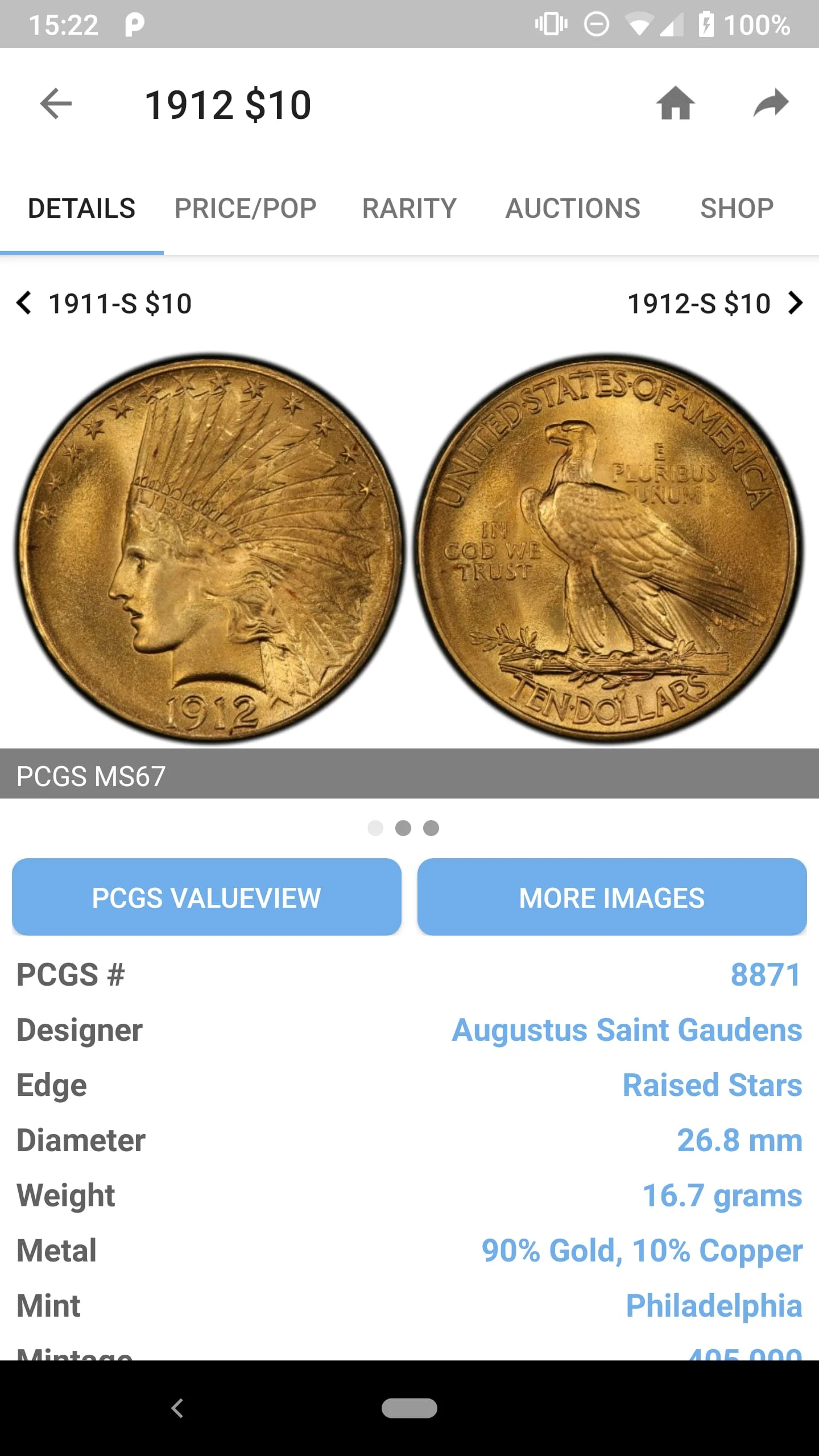 PCGS CoinFacts - U.S. Coin Val Screenshot 1