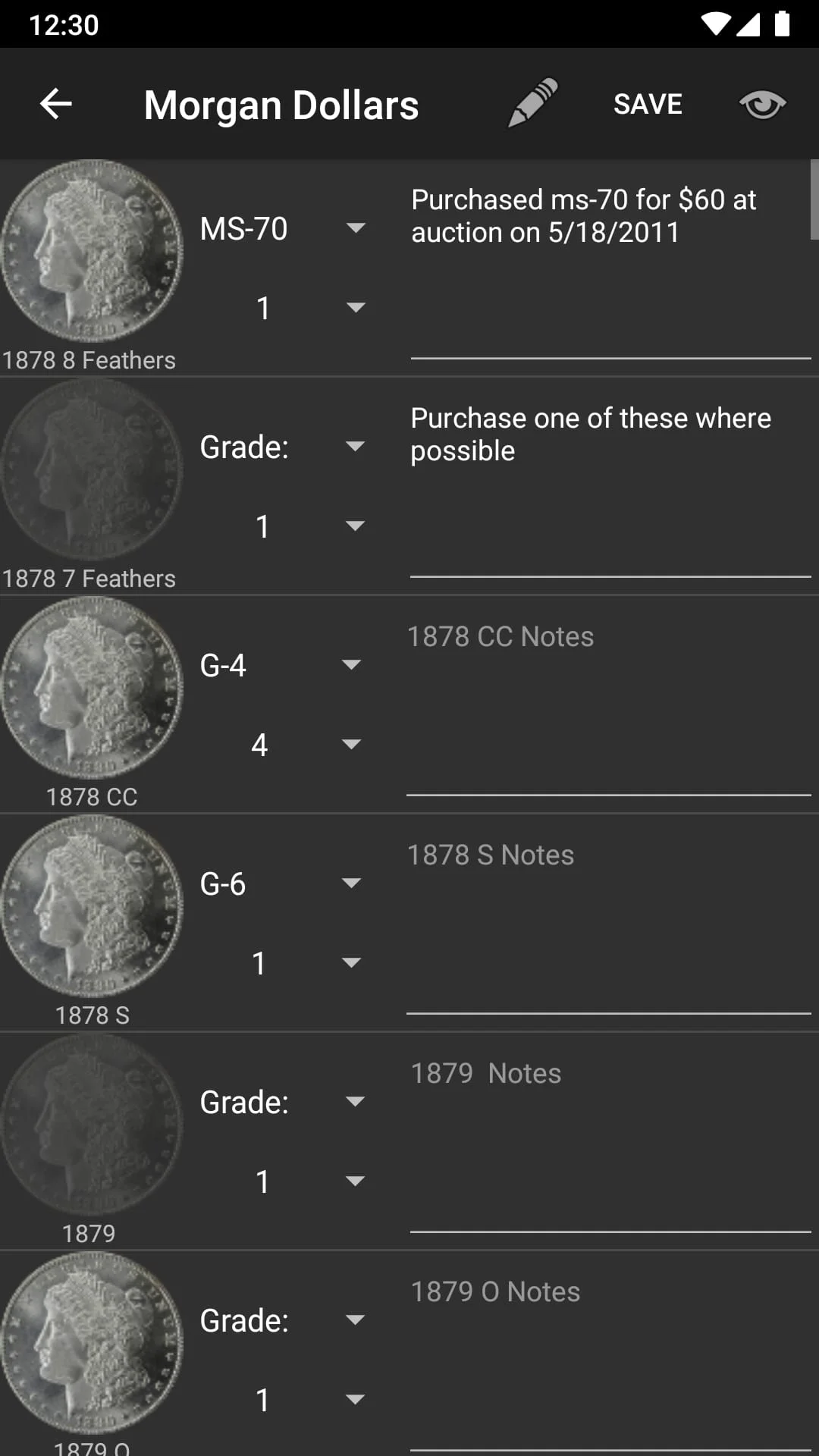 Coin Collection Screenshot 3