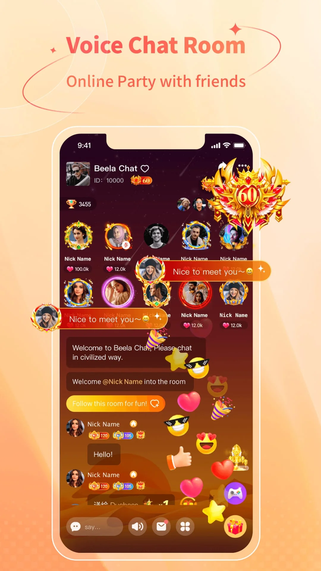 Beela Chat - Voice Room Screenshot 1