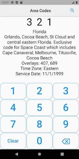 Area Codes Screenshot 1
