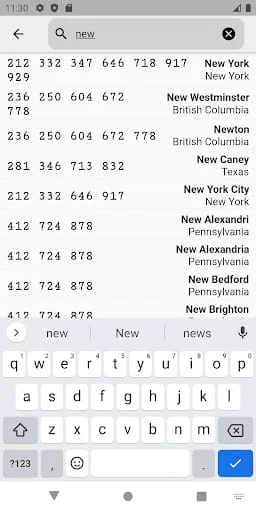 Area Codes Screenshot 2
