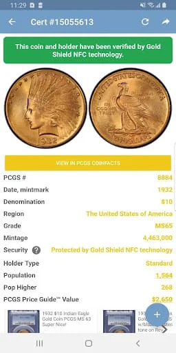 PCGS Cert Verification - Coin Screenshot 1