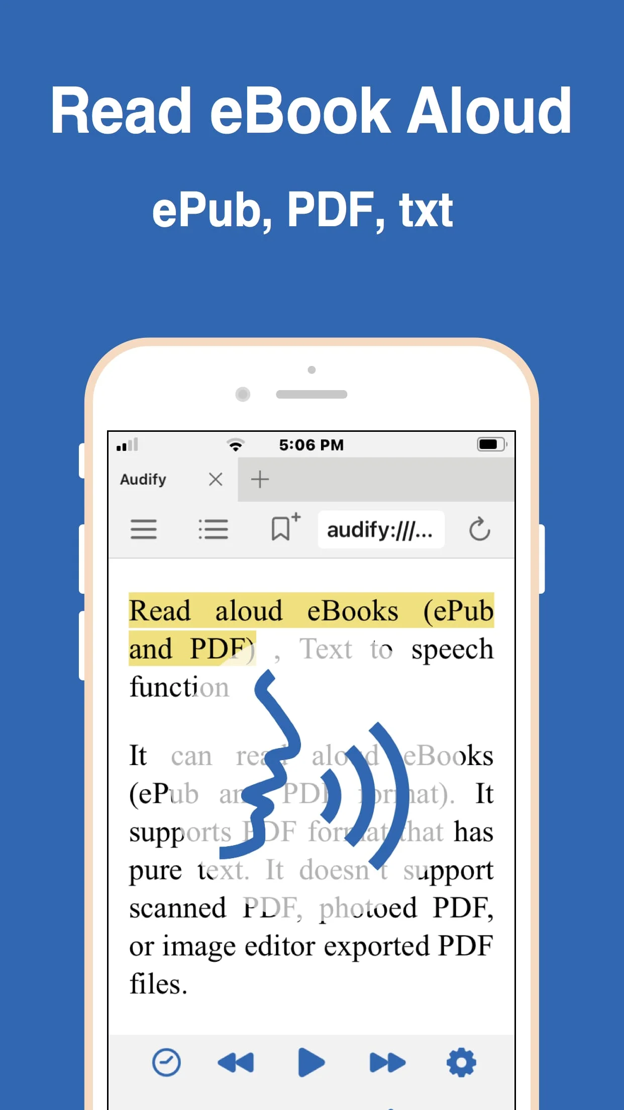 Audify read aloud web browser Screenshot 1