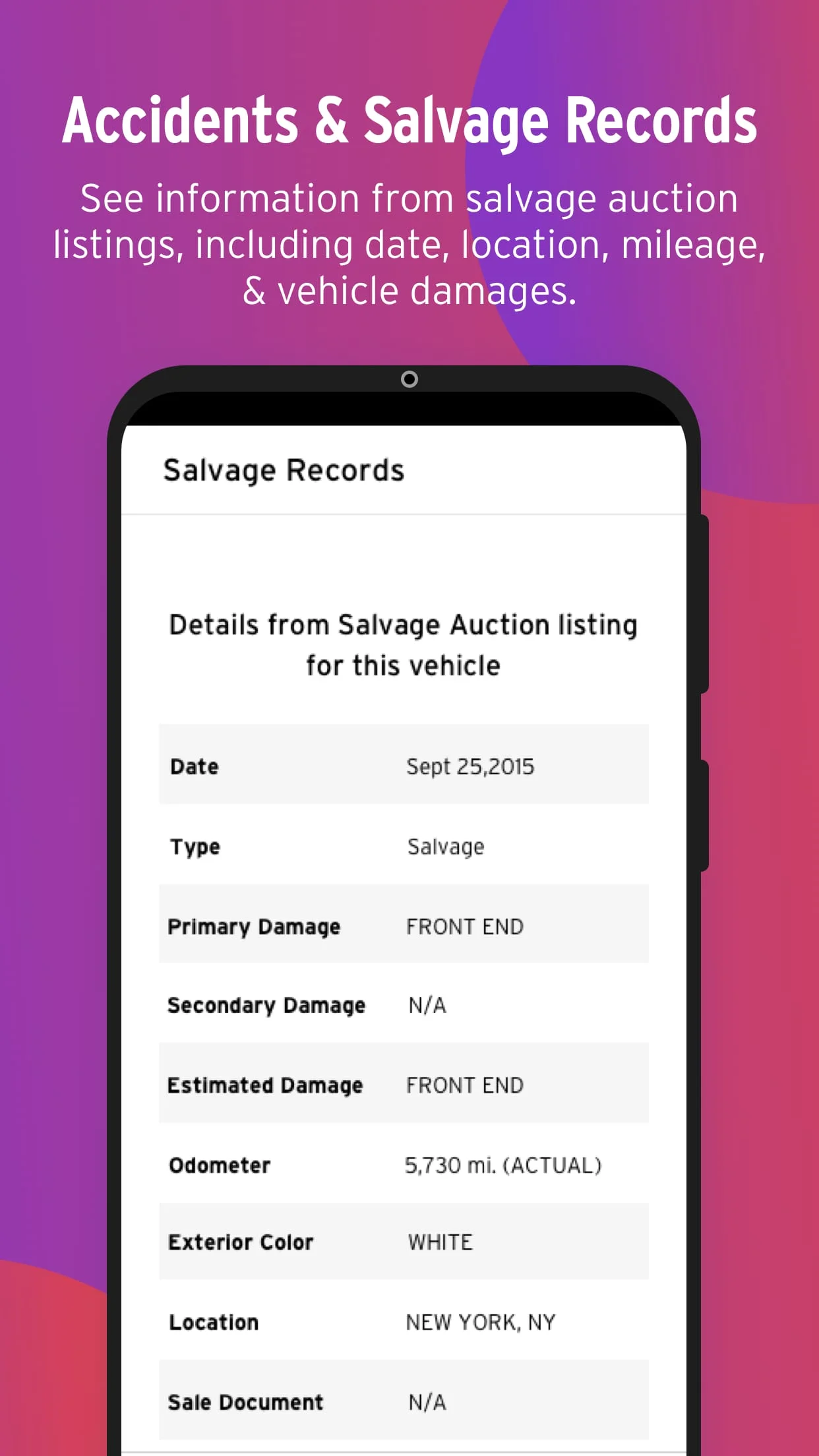 Bumper Vehicle History Reports Screenshot 3