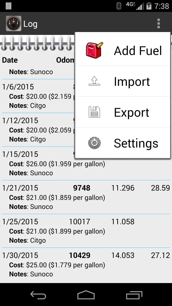 FillUp - Gas Mileage Log Screenshot 4