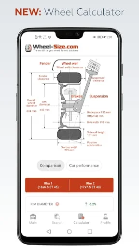 Wheel Size - Fitment database Screenshot 1