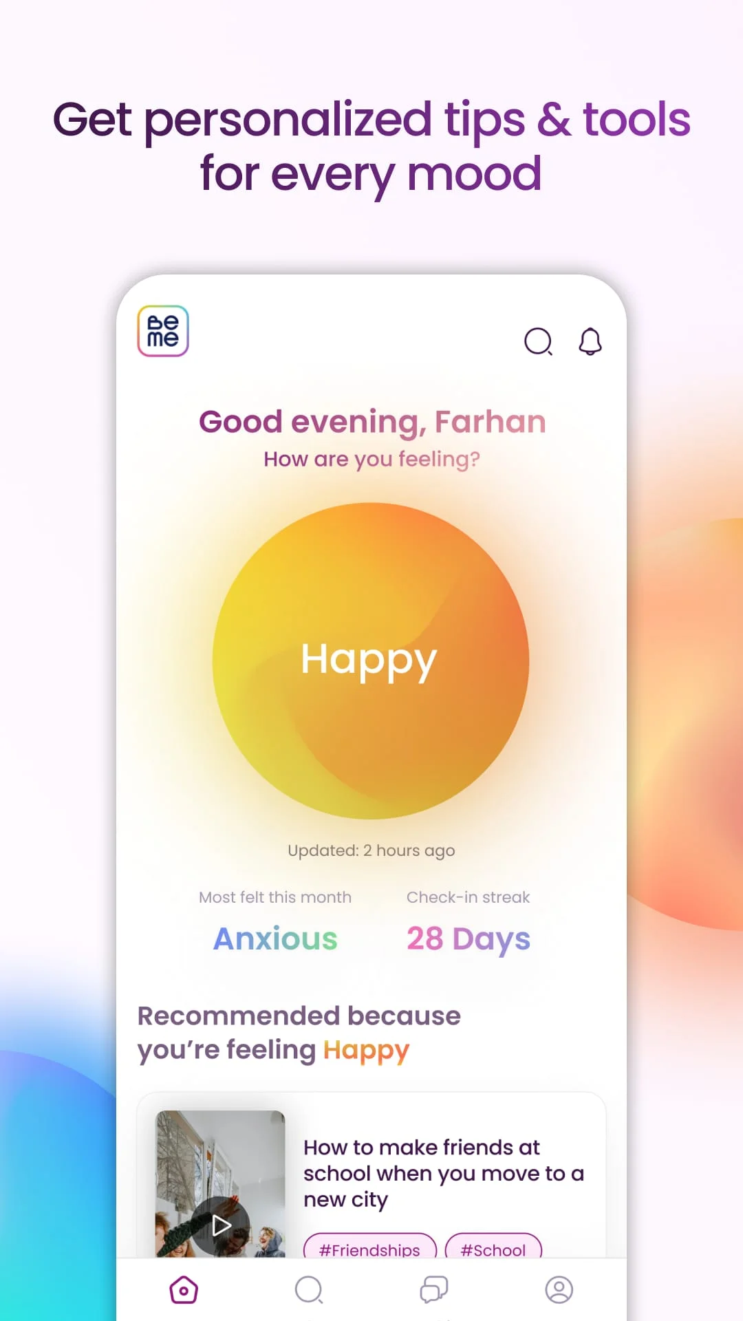 BeMe: Teen Mental Health Screenshot 2