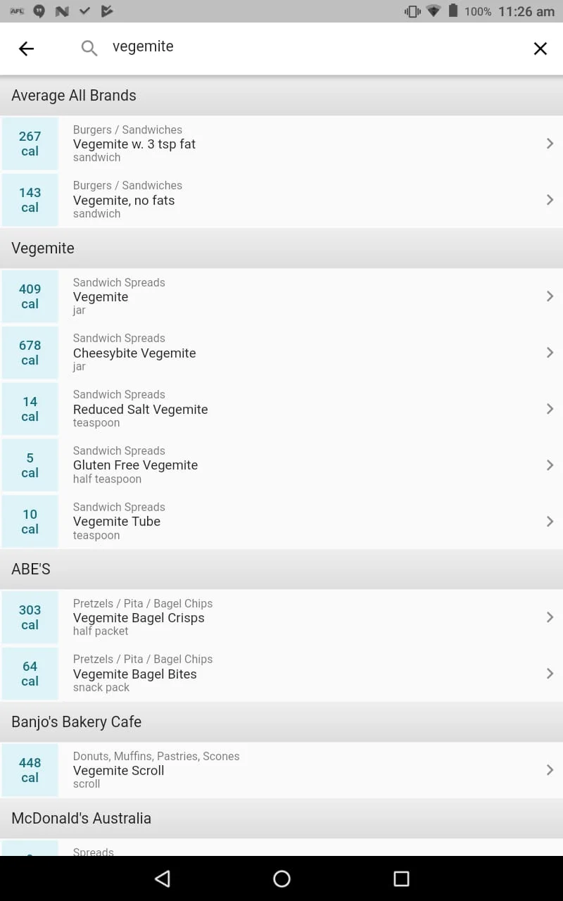 CalorieKing Screenshot 2