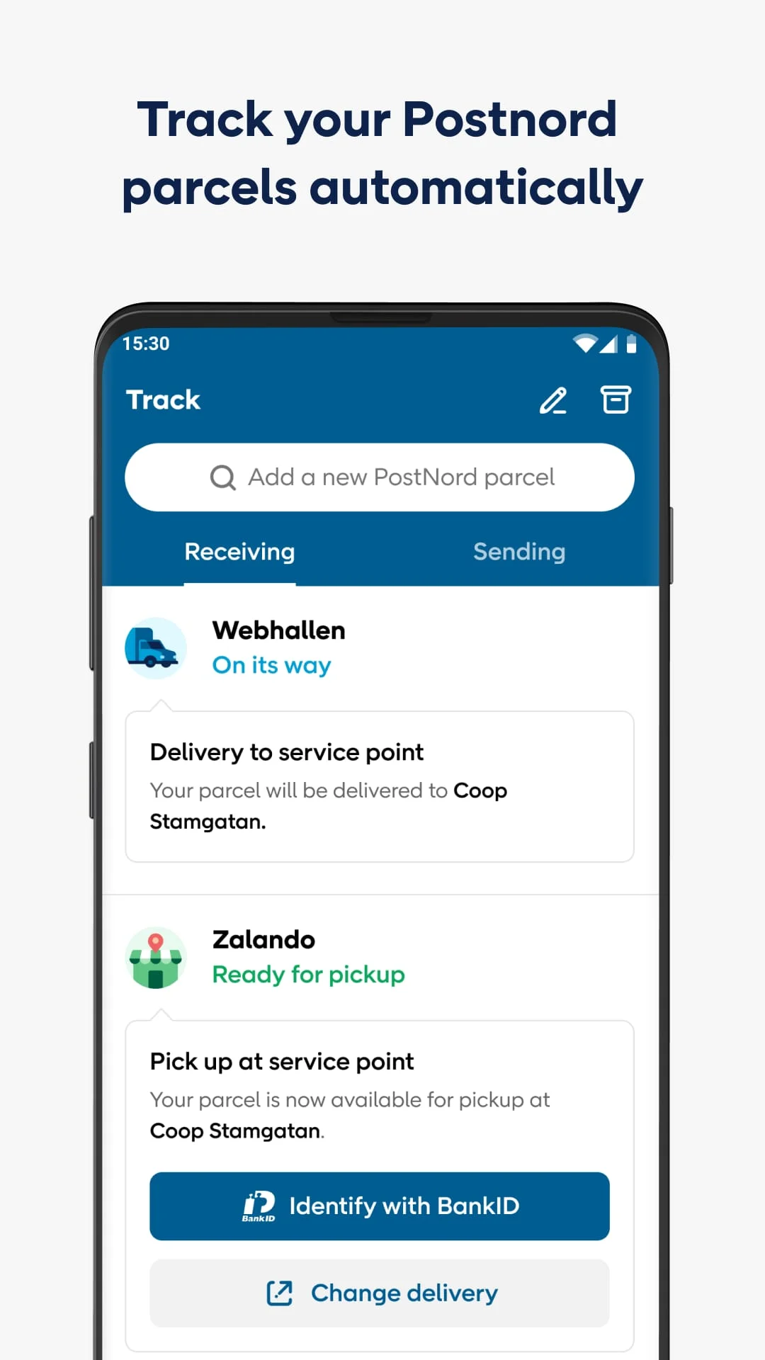 PostNord: Track & Send Parcels Screenshot 1