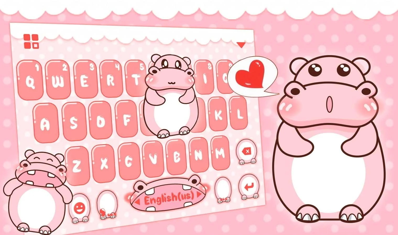 Pink Cute Hippo Theme Screenshot 1