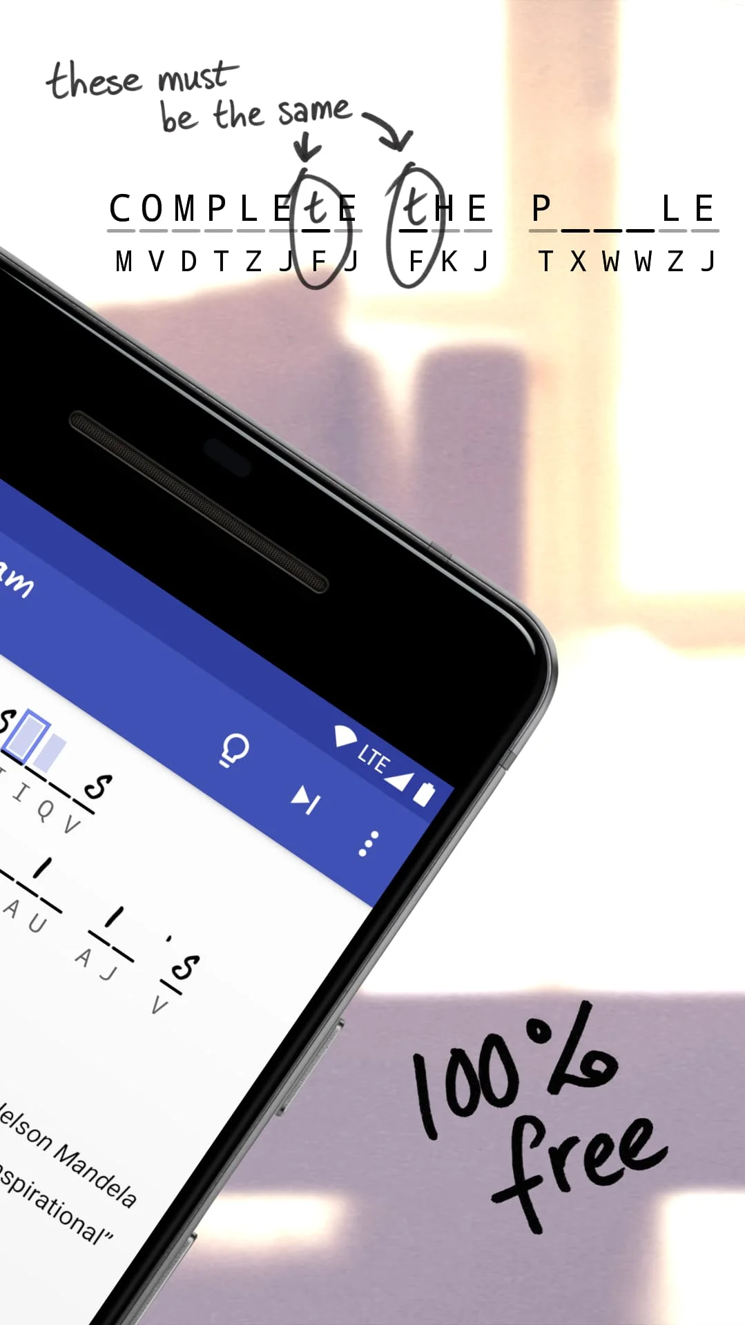 Cryptogram - puzzle quotes Screenshot 2